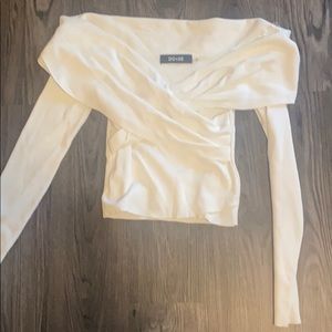 Off the shoulder white sweater